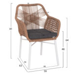 ΠΟΛΥΘΡΟΝΑ TOPIN HM6048.01 ΑΛΟΥΜΙΝΙΟ ΛΕΥΚΟ-P.E. RATTAN ΑΝΟΙΧΤΟ ΚΑΦΕ-ΜΑΞΙΛΑΡΙ ΓΚΡΙ 58x60x83Υ εκ - Image 2