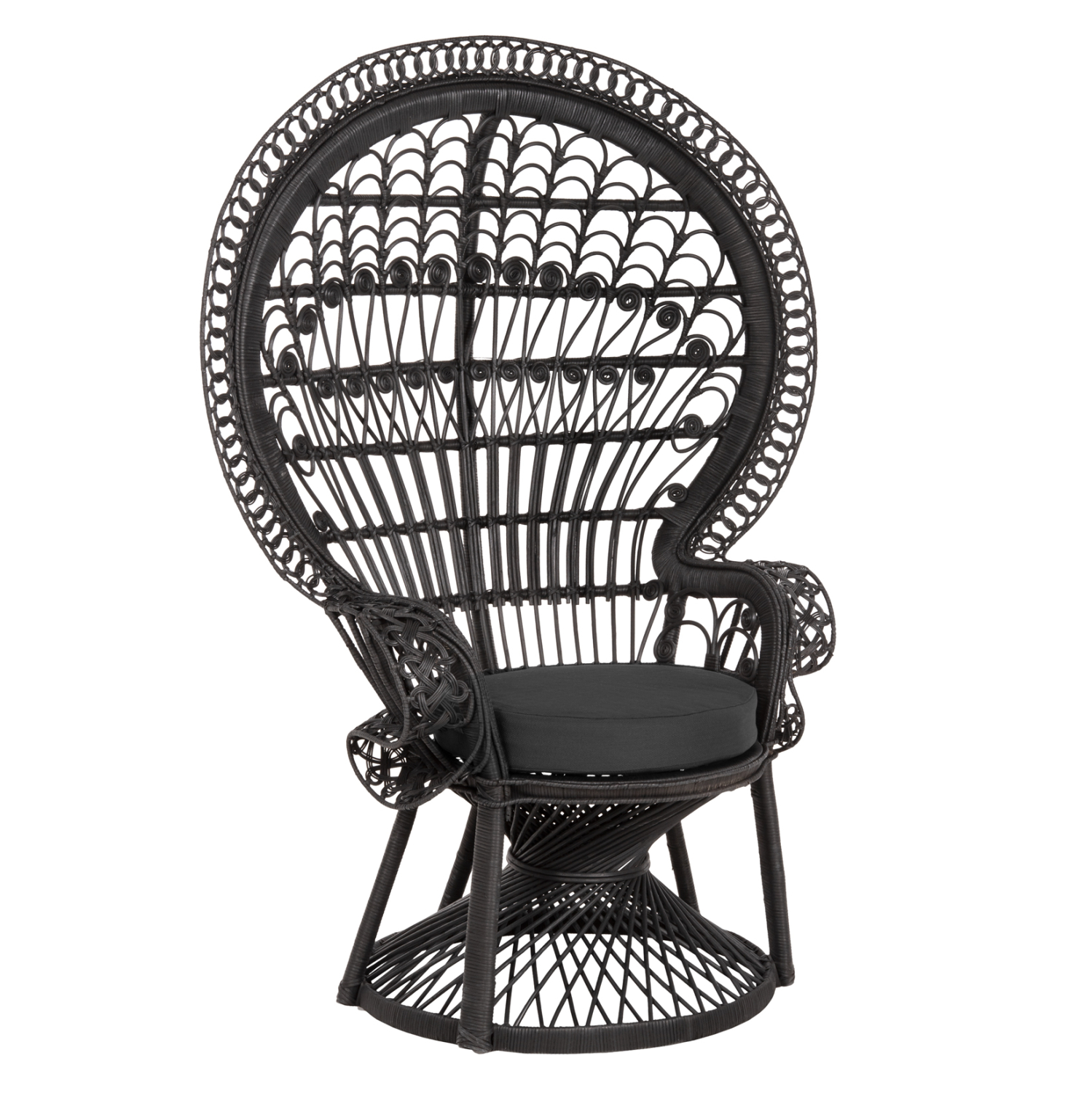 polythrona-fb9934203-rattan-mayro-maxila-10 ΠΟΛΥΘΡΟΝΑ ROYAL PEACOCK HM9342.03 RATTAN ΜΑΥΡΟ-ΜΑΞΙΛΑΡΙ ΜΑΥΡΟ 114x72x150Yεκ. - Image 1