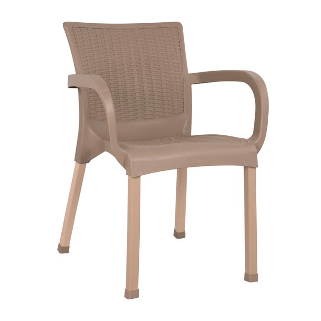 polythrona-polypropylenioy-rattan-podi-a-9 ΠΟΛΥΘΡΟΝΑ ΠΟΛΥΠΡΟΠΥΛΕΝΙΟΥ RATTAN ΠΟΔΙ ALU HM5591.02 ΚΑΠΟΥΤΣΙΝΟ 60x60x82 cm - Image 1