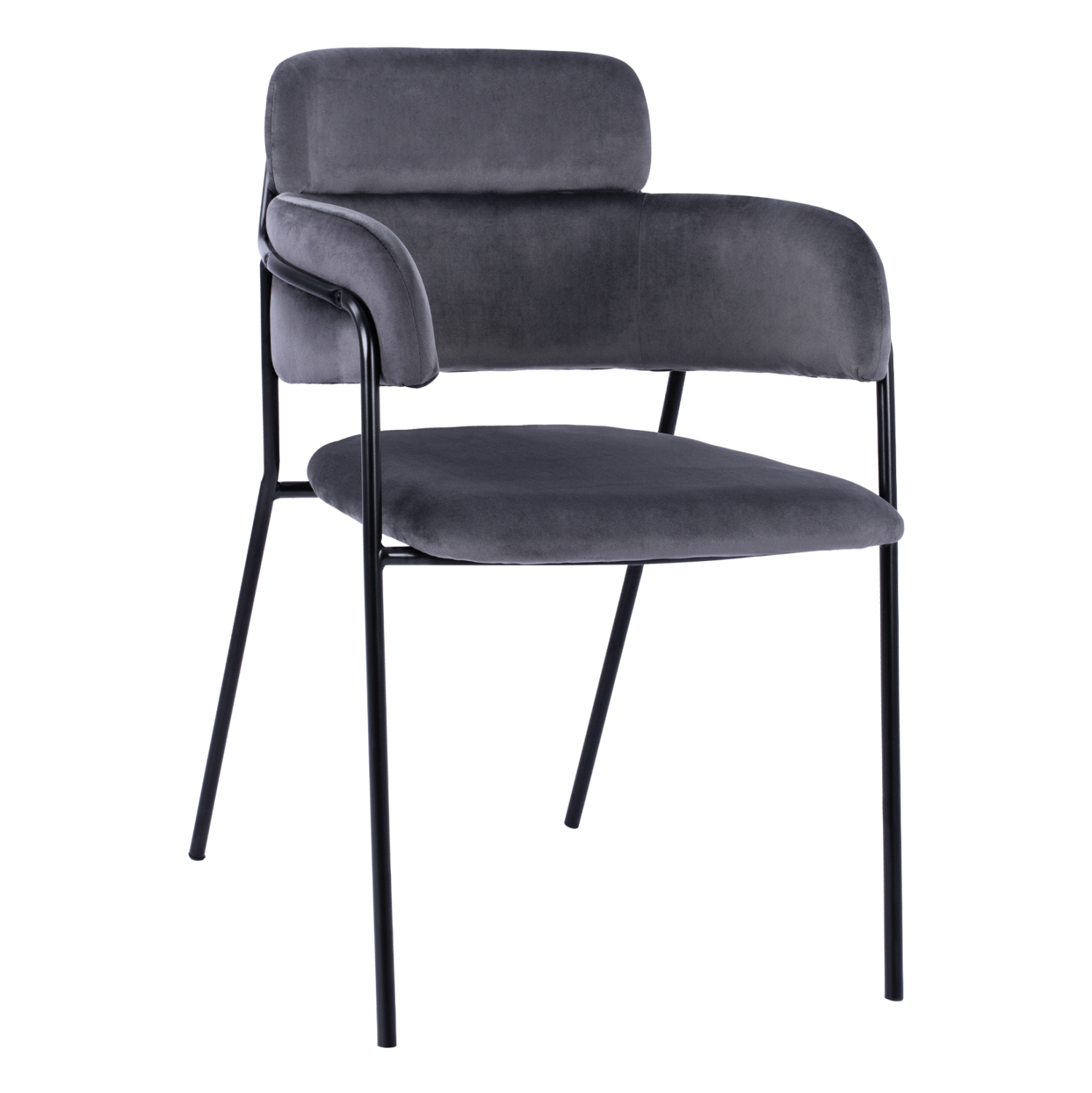 polythronaki-fb9852101-beloydo-skoyro-gk ΠΟΛΥΘΡΟΝΑΚΙ KELSO HM8521.01 ΒΕΛΟΥΔΟ ΣΚΟΥΡΟ ΓΚΡΙ & ΜΑΥΡΟ ΜΕΤΑΛΛΙΚΟ ΣΚΕΛΕΤΟ 52,5x52x80 cm - Image 1