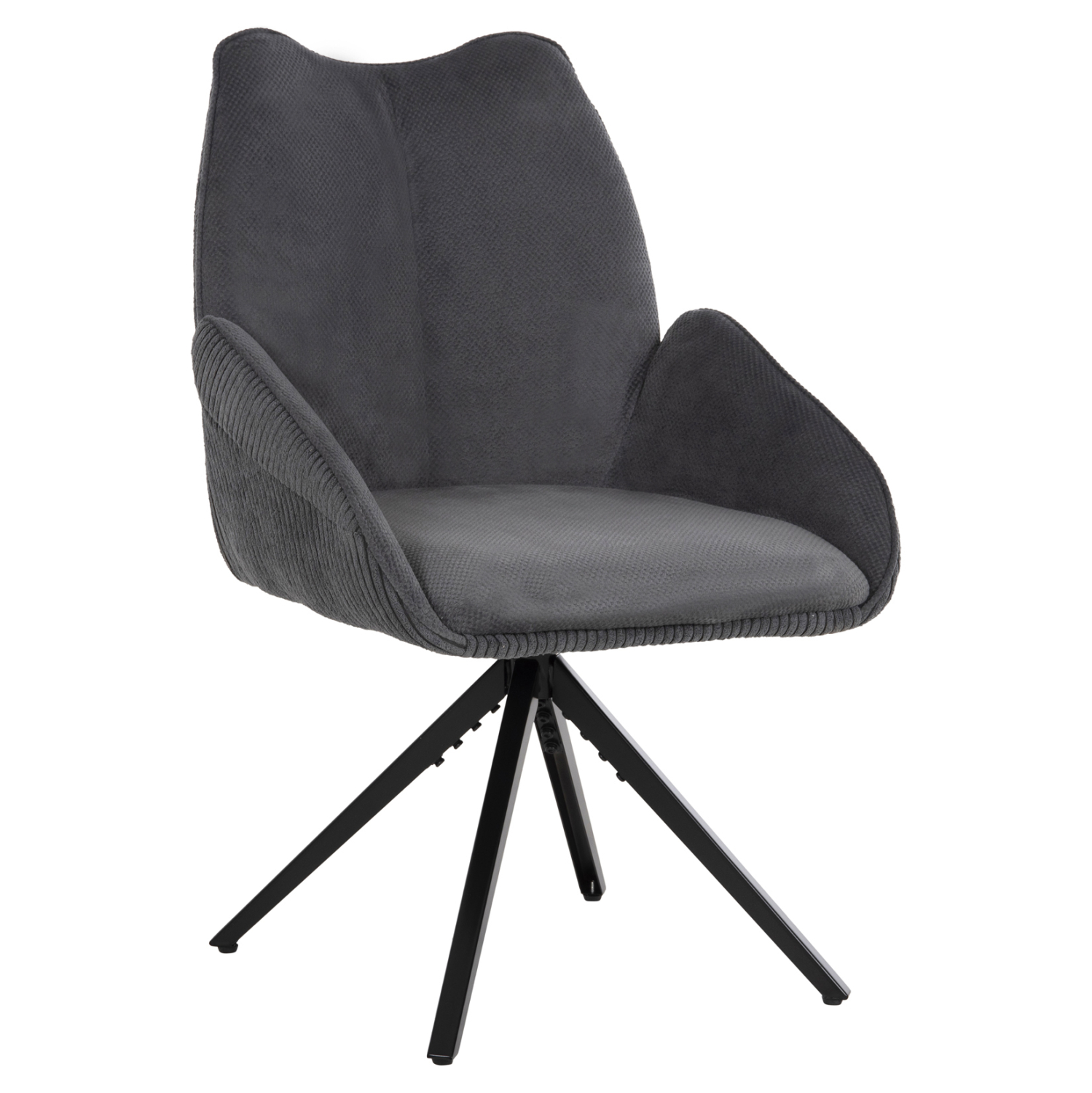polythronaki-fb9984403-gkri-yfasma-mayri ΠΟΛΥΘΡΟΝΑΚΙ SHAI HM9844.03 ΓΚΡΙ ΥΦΑΣΜΑ-ΜΑΥΡΗ ΜΕΤΑΛΛΙΚΗ ΒΑΣΗ 61x63x93Υεκ. - Image 1