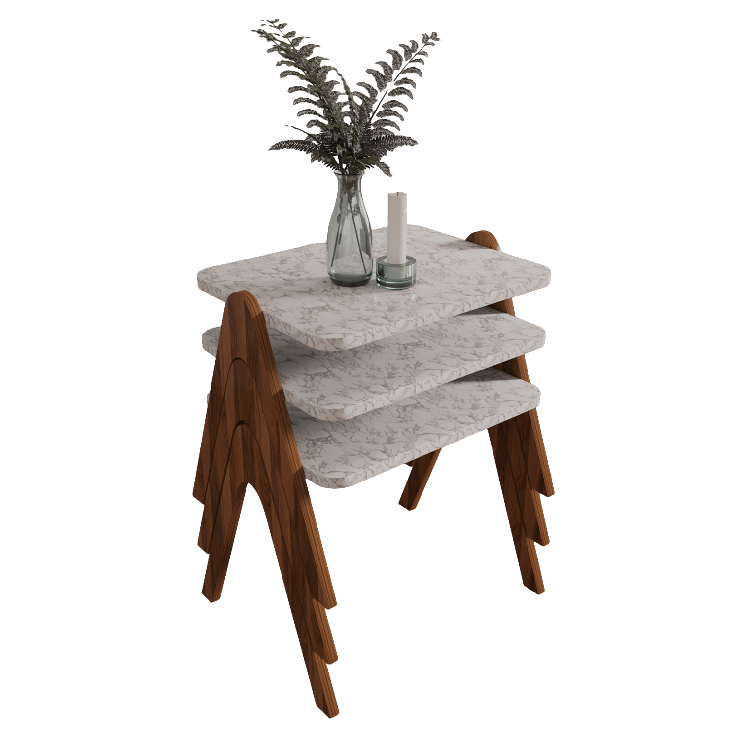 set-3tmch-boithitika-trapezakia-fb918176 ΣΕΤ 3ΤΜΧ ΒΟΗΘΗΤΙΚΑ ΤΡΑΠΕΖΑΚΙΑ REACHER HM18176.03 ΜΕΛΑΜΙΝΗ ΣΕ ΚΑΡΥΔΙ-ΛΕΥΚΟ ΜΑΡΜΑΡΟ 40x30x40Υεκ. - Image 1