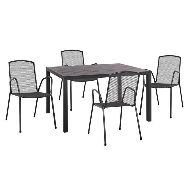 set-5tmch-me-trapezi-140ch80ch755y-aloym-3 ΣΕΤ 5ΤΜΧ ΜΕ ΤΡΑΠΕΖΙ 140Χ80Χ75,5Υ ΑΛΟΥΜΙΝΙΟΥ & ΚΑΡΕΚΛΕΣ ΜΕΤΑΛΛΙΚΕΣ ΑΝΘΡΑΚΙ HM10533 - Image 1