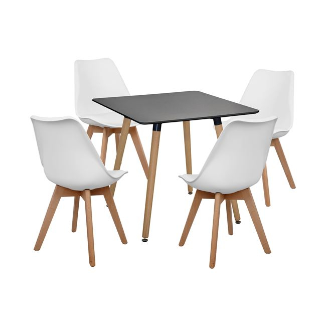 set-5tmch-trapezi-minimal-mayro-vegas-le-3 ΣΕΤ 5ΤΜΧ ΤΡΑΠΕΖΙ MINIMAL ΜΑΥΡΟ & VEGAS ΛΕΥΚΕΣ HM10601 80x80x74 cm. - Image 1