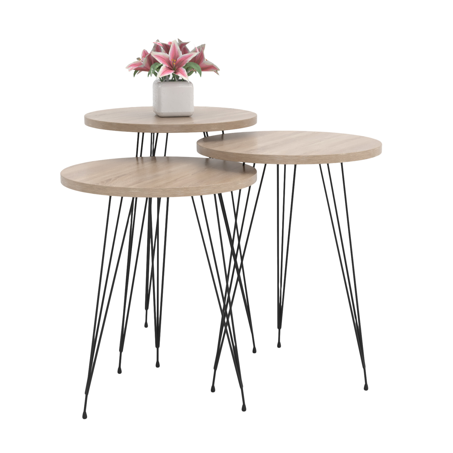 set-boithtrapezakia-fb91817303-melamini- ΣΕΤ ΒΟΗΘ.ΤΡΑΠΕΖΑΚΙΑ NISSA HM18173.03 ΜΕΛΑΜΙΝΗ ΣΕ ΣΟΝΑΜΑ-ΜΑΥΡΑ ΜΕΤΑΛ.ΠΟΔΙΑ - Image 1