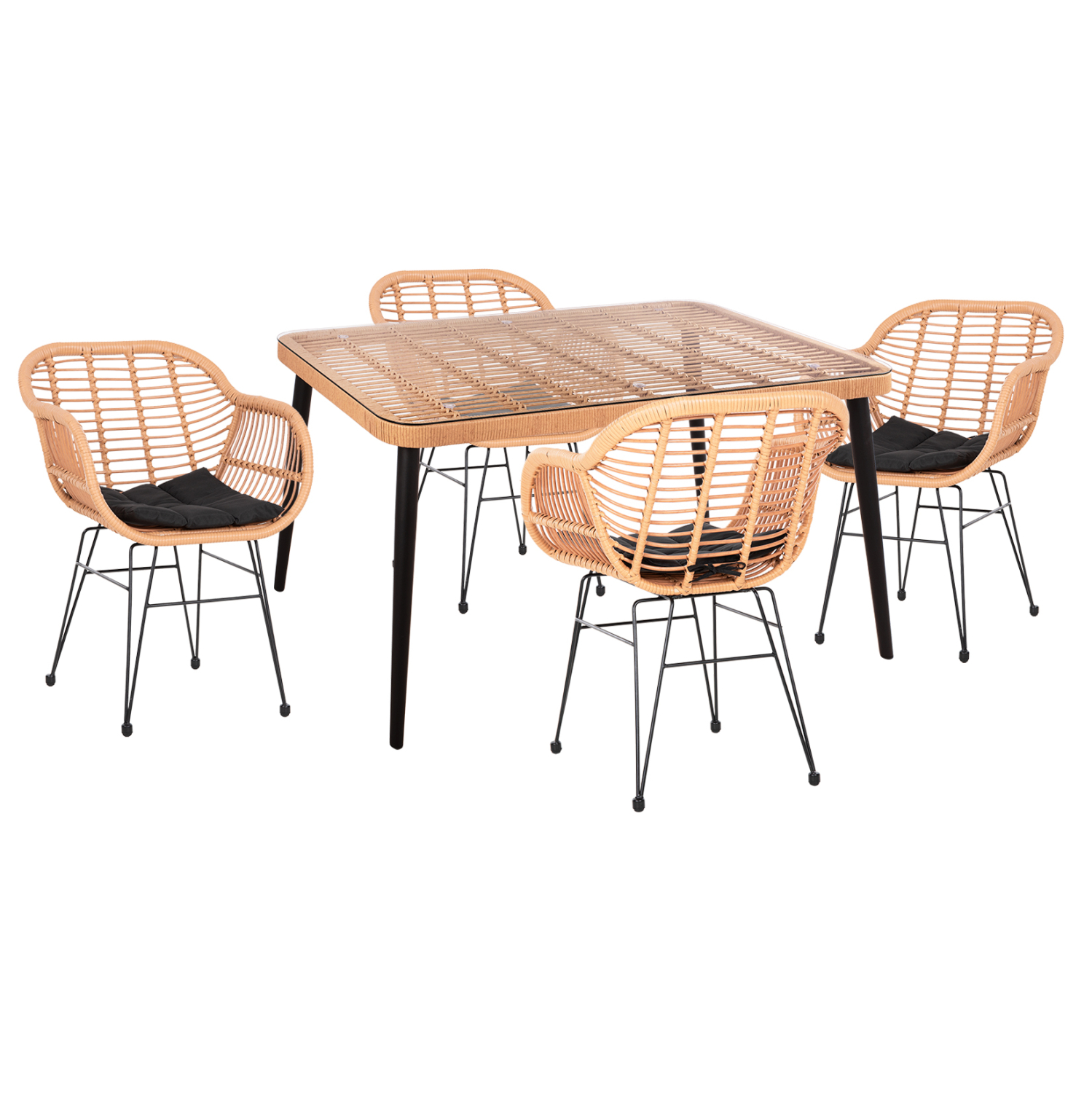 set-exotchoroy-5tmch-fb921027-se-mpez-ma-3 ΣΕΤ ΕΞΩΤ.ΧΩΡΟΥ 5ΤΜΧ ALLEGRA HM21027 ΣΕ ΜΠΕΖ & ΜΑΥΡΟ ΧΡΩΜΑ WICKER-ΜΕΤΑΛΛΟ - Image 1