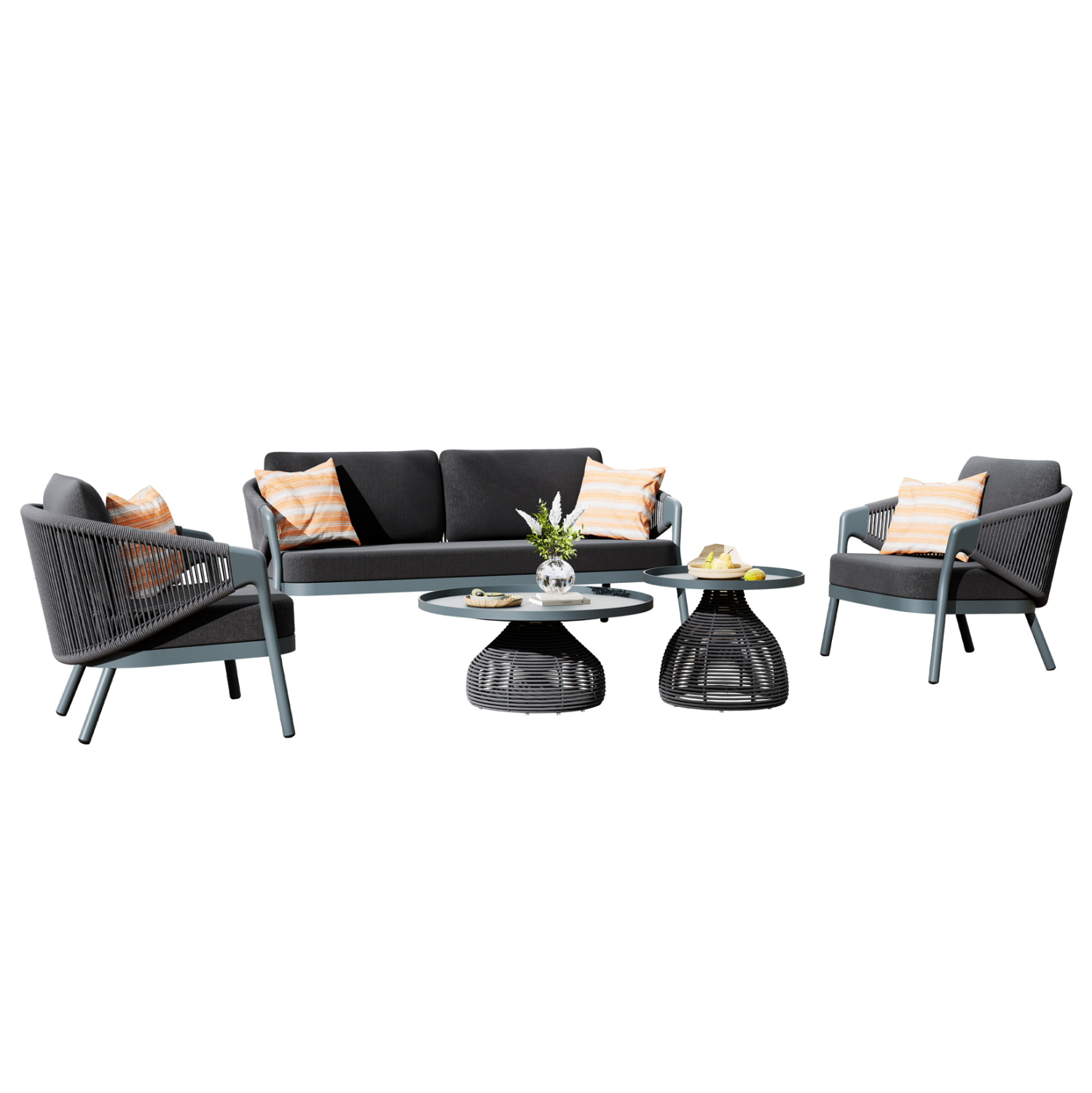 set-saloni-5tmch-fb9647301-skoyro-gkri-a-2 ΣΕΤ ΣΑΛΟΝΙ 5ΤΜΧ DRISCOLL ΗM6473.01 ΣΚΟΥΡΟ ΓΚΡΙ ΑΛΟΥΜΙΝΙΟ-ΣΧΟΙΝΙ-OLEFIN ΥΦΑΣΜΑ - Image 1