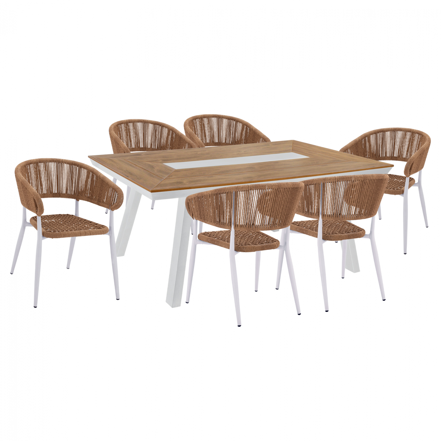 set-trapezaria-7tmch-me-trapezi-polywood-4 ΣΕΤ ΤΡΑΠΕΖΑΡΙΑ 7ΤΜΧ ΜΕ ΤΡΑΠΕΖΙ POLYWOOD 200Χ94 & ΠΟΛΥΘΡΟΝΕΣ ΛΕΥΚΕΣ HM11425 - Image 1