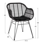 ΣΕΤ ΤΡΑΠΕΖΑΡΙΑΣ 3ΤΜΧ HM11871 ΜΕΤΑΛΛΟ & RATTAN ΣΕ ΜΑΥΡΟ ΧΡΩΜΑ - Image 2