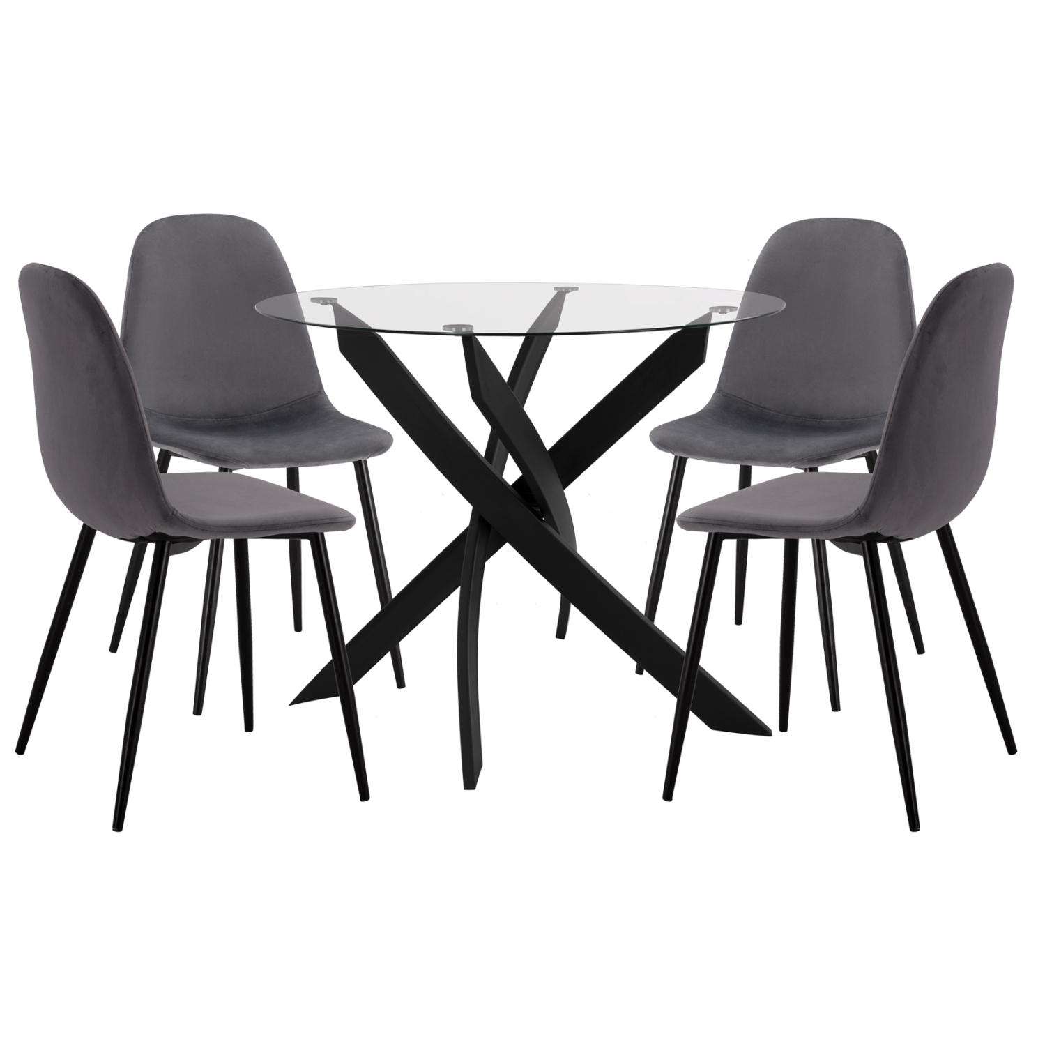 set-trapezarias-5-tmch-fb91109501-trapez-3 ΣΕΤ ΤΡΑΠΕΖΑΡΙΑΣ 5 ΤΜΧ HM11095.01 ΤΡΑΠΕΖΙ Φ90X74Υεκ. & 4 ΚΑΡΕΚΛΕΣ LEONARDO ΓΚΡΙ - Image 1