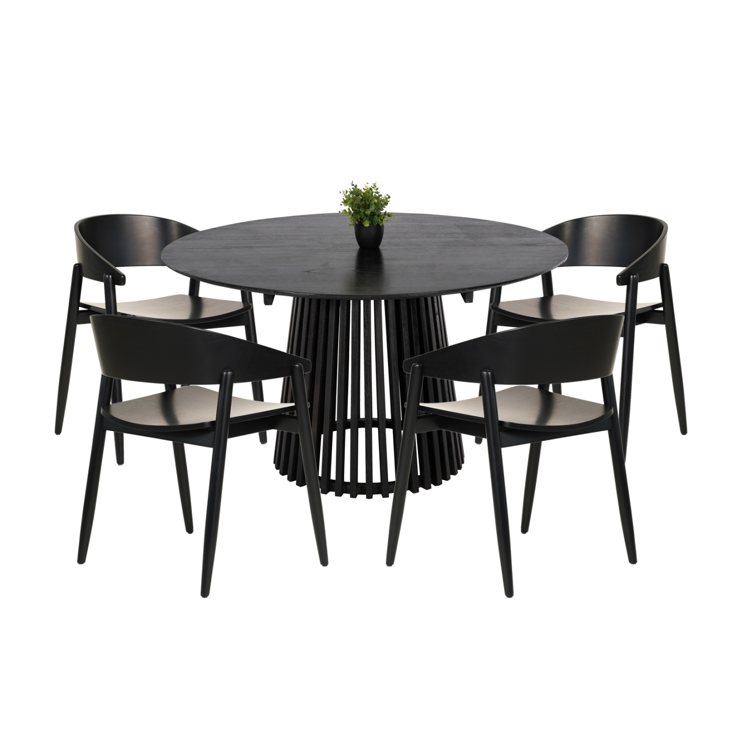set-trapezarias-5tmch-fb92107702-stroggy-4 ΣΕΤ ΤΡΑΠΕΖΑΡΙΑΣ 5ΤΜΧ CANOP HM21077.02 ΣΤΡΟΓΓΥΛΟ ΤΡΑΠΕΖΙ Φ150εκ.& 4 ΚΑΡΕΚΛΕΣ-ΜΑΥΡΟ - Image 1