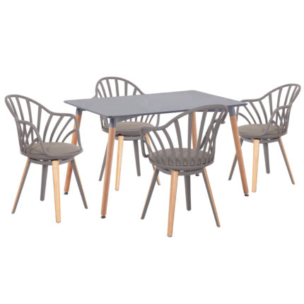 ΣΕΤ ΤΡΑΠΕΖΑΡΙΑΣ 5ΤΜΧ ANAIS HM21176 MDF TOP ΣΕ ΓΚΡΙ--P.P. & PU ΣΕ ΓΚΡΙ