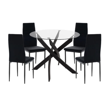 ΣΕΤ ΤΡΑΠΕΖΑΡΙΑΣ 5ΤΜΧ LADY HM21199.04 ΓΥΑΛΙ--ΜΕΤΑΛΛΟ & ΒΕΛΟΥΔΟ ΣΕ ΜΑΥΡΟ