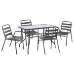 ΣΕΤ ΤΡΑΠΕΖΑΡΙΑΣ 5ΤΜΧ ADAM HM21219 ΚΑΡΕΚΛΕΣ ΜΕΤΑΛΛΙΚΕΣ & ΤΡΑΠΕΖΙ 110x60 ΓΚΡΙ