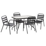 ΣΕΤ ΤΡΑΠΕΖΑΡΙΑΣ 5ΤΜΧ ADAM HM21219.01 ΚΑΡΕΚΛΕΣ ΜΕΤΑΛΛΙΚΕΣ & ΤΡΑΠΕΖΙ 110x60 ΜΑΥΡΟ