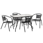 ΣΕΤ ΤΡΑΠΕΖΑΡΙΑΣ 5ΤΜΧ ADAM HM21220.03 ΚΑΡΕΚΛΕΣ ΜΕΤΑΛΛΙΚΕΣ & ΤΡΑΠΕΖΙ 110x60 ΜΑΥΡΟ