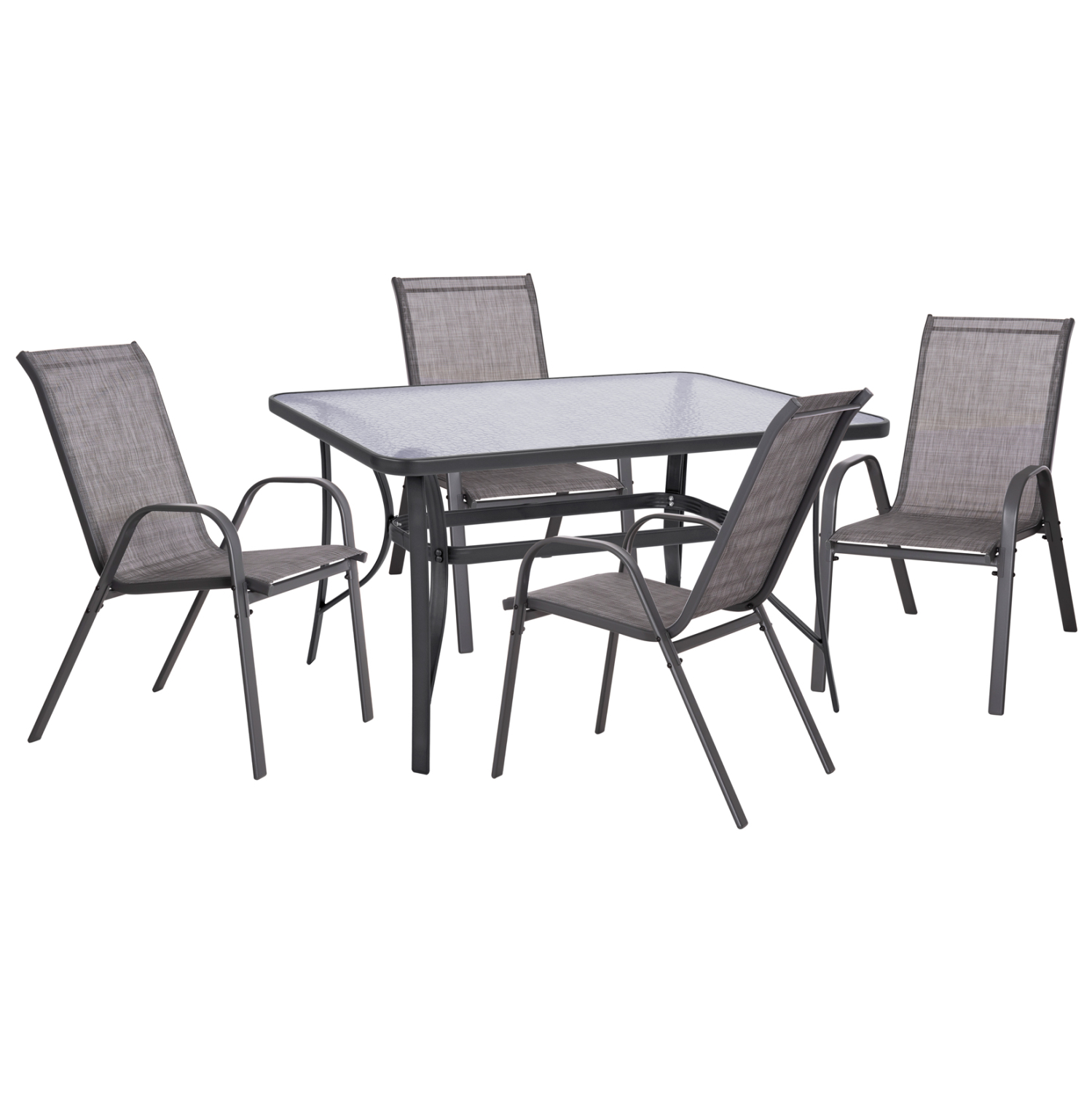 set-trapezarias-5tmch-fb9520001-metallik-5 ΣΕΤ ΤΡΑΠΕΖΑΡΙΑΣ ΓΚΡΙ ΜΕΤΑΛΛΙΚΟ 5ΤΜΧ ΜΕ 4 ΚΑΡΕΚΛΕΣ & ΤΡΑΠΕΖΙ 140Χ80 HM5200.01 - Image 1