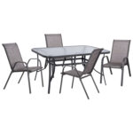 ΣΕΤ ΤΡΑΠΕΖΑΡΙΑΣ 5ΤΜΧ HM5201.01 ΓΚΡΙ ΜΕΤΑΛΛΙΚΟ ΜΕ 4 ΚΑΡΕΚΛΕΣ & ΤΡΑΠΕΖΙ 150Χ90