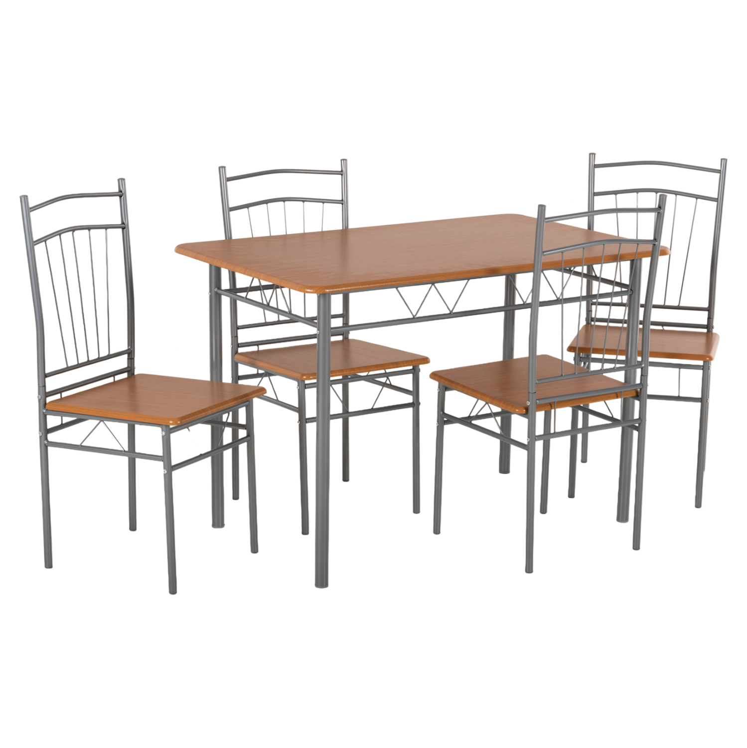 set-trapezarias-5tmch-fb9941612-metallo-1-1 ΣΕΤ ΤΡΑΠΕΖΑΡΙΑΣ 5ΤΜΧ PEARY HM9416.12 ΜΕΤΑΛΛΟ ΑΣΗΜΙ-MDF ΣΟΝΑΜΑ 110x60x74Yεκ. - Image 1