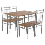 ΣΕΤ ΤΡΑΠΕΖΑΡΙΑΣ 5ΤΜΧ PEARY HM9416.12 ΜΕΤΑΛΛΟ ΑΣΗΜΙ-MDF ΣΟΝΑΜΑ 110x60x74Yεκ. - Image 5