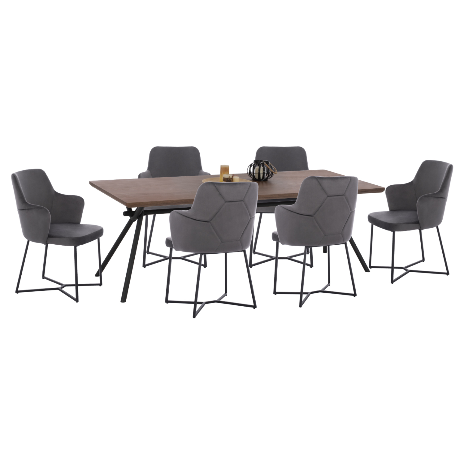 set-trapezarias-7tmch-trapezi-mdf-me-kap-9 ΣΕΤ ΤΡΑΠΕΖΑΡΙΑΣ 7ΤΜΧ ΤΡΑΠΕΖΙ MDF ME ΚΑΠΛΑΜΑ ΚΑΡΥΔΙΑΣ & ΚΑΡΕΚΛΕΣ TRIANA ΓΚΡΙ HM10638 - Image 1