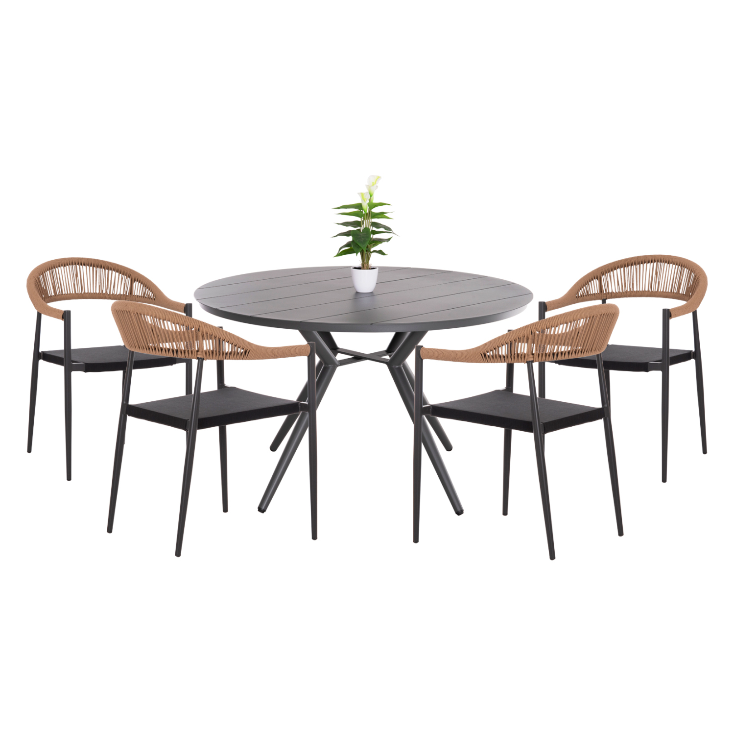 set-trapezarias-exot-choroy-5tmch-fb9211-8 ΣΕΤ ΤΡΑΠΕΖΑΡΙΑΣ ΕΞΩΤ. ΧΩΡΟΥ 5ΤΜΧ BERG HM21134 ΣΚΟΥΡΟ ΓΚΡΙ ΑΛΟΥΜΙΝΙΟ--P.E.RATTAN - Image 1