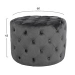 ΣΚΑΜΠΟ KASSIE  ΓΚΡΙ ΒΕΛΟΥΔΟ ΤΥΠΟΥ CHESTERFIELD HM8406.01 Φ60x43Υ εκ. - Image 2