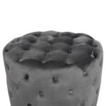 ΣΚΑΜΠΟ KASSIE  ΓΚΡΙ ΒΕΛΟΥΔΟ ΤΥΠΟΥ CHESTERFIELD HM8406.01 Φ60x43Υ εκ. - Image 5