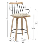 ΣΚΑΜΠΟ ΜΠΑΡ JUDI HM9985.01 WHITE WASH Κ.Π.-ΜΑΥΡΟ ΜΕΤΑΛΛΟ-ΜΠΕΖ ΥΦΑΣΜΑ 48x52x92Υεκ - Image 2