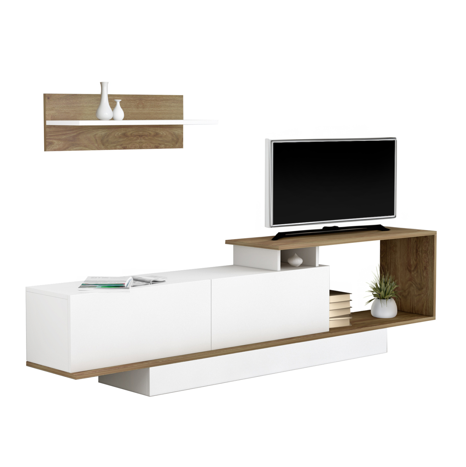 syntheto-tileorasis-fb9890411-melamini-s-5 ΣΥΝΘΕΤΟ ΤΗΛΕΟΡΑΣΗΣ GARCELLE HM8904.11 ΜΕΛΑΜΙΝΗ ΣΕ ΦΥΣΙΚΟ-ΛΕΥΚΟ 180x29,6x45Υεκ - Image 1