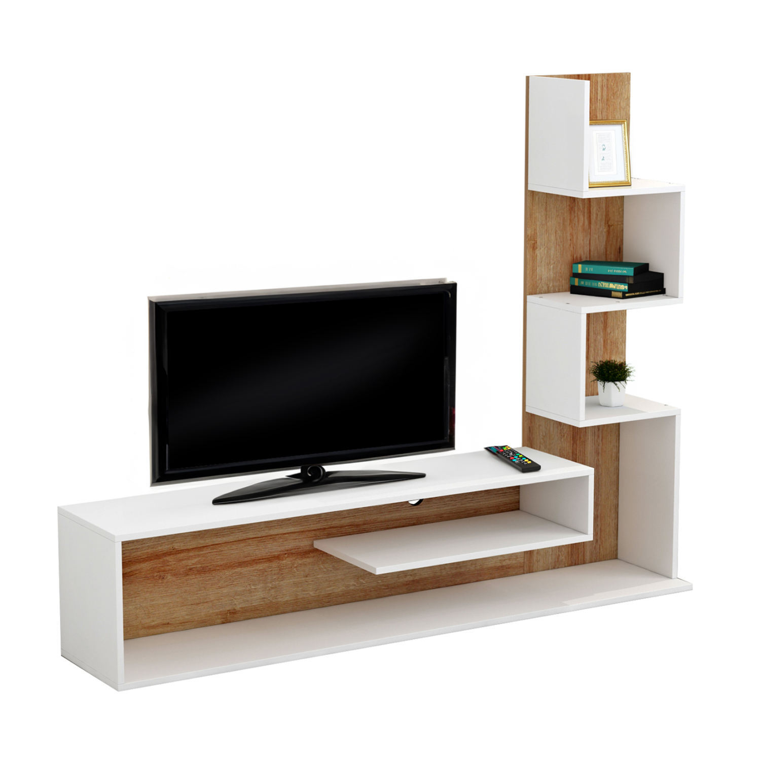 syntheto-tileorasis-fb9890811-melamini-s ΣΥΝΘΕΤΟ ΤΗΛΕΟΡΑΣΗΣ EDELIE HM8908.11 ΜΕΛΑΜΙΝΗ ΣΕ ΛΕΥΚΟ-ΦΥΣΙΚΟ 150x29,5x120Υεκ. - Image 1