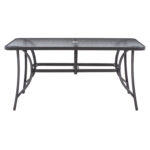 ΤΡΑΠΕΖΙ BRUNO 150X90Χ75Υεκ. ΜΕΤΑΛΛΙΚΟ ΟΡΘΟΓΩΝΙΟ ΓΚΡΙ ΜΕ ΤΡΥΠΑ ΟΜΠΡΕΛΑΣ Φ38  HM5145.11 - Image 3