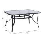 ΤΡΑΠΕΖΙ BRUNO 150X90Χ72Υεκ. ΓΚΡΙ ΜΕΤΑΛΛΙΚΟ ΜΕ ΓΥΑΛΙΝΗ ΕΠΙΦΑΝΕΙΑ HM5145.01 - Image 2