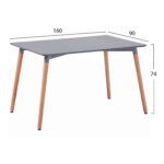 ΤΡΑΠΕΖΙ HM8697.10 MINIMAL, γκρι MDF, ξύλινα πόδια οξιά, 160Χ90X74,5Υ εκ - Image 2