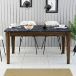 ΤΡΑΠΕΖΙ STANDARD HM9507.05 ΜΕΛΑΜΙΝΗ ΚΑΡΥΔΙ-ΜΑΥΡΟ ΜΑΡΜΑΡΟ ΜΕ ΑΠΟΘ.ΧΩΡΟ 145x88x75Yεκ. - Image 4