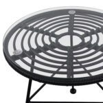 ΤΡΑΠΕΖΙ ΜΕΤΑΛΛΙΚΟ ALLEGRA ΜΕ WICKER ΣΕ ΜΑΥΡΗ ΑΠΟΧΡΩΣΗ ΚΑΙ ΓΥΑΛΙ HM5459.02  Φ45x46εκ - Image 4