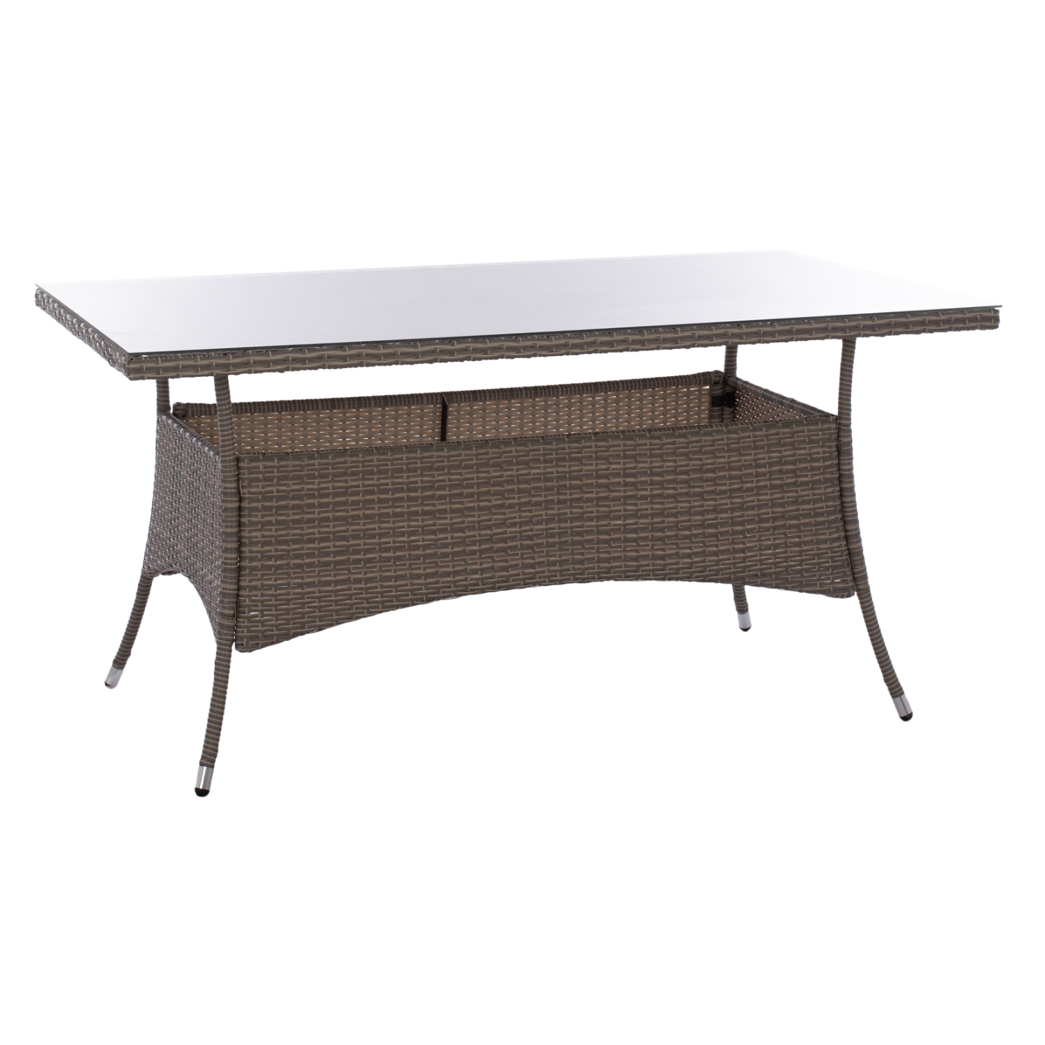 trapezi-metalliko-rattan-gkri-fb9550701-1-1 ΤΡΑΠΕΖΙ ΜΕΤΑΛΛΙΚΟ MINSK RATTAN ΓΚΡΙ HM5507.01 150x90x75Υ εκ. - Image 1