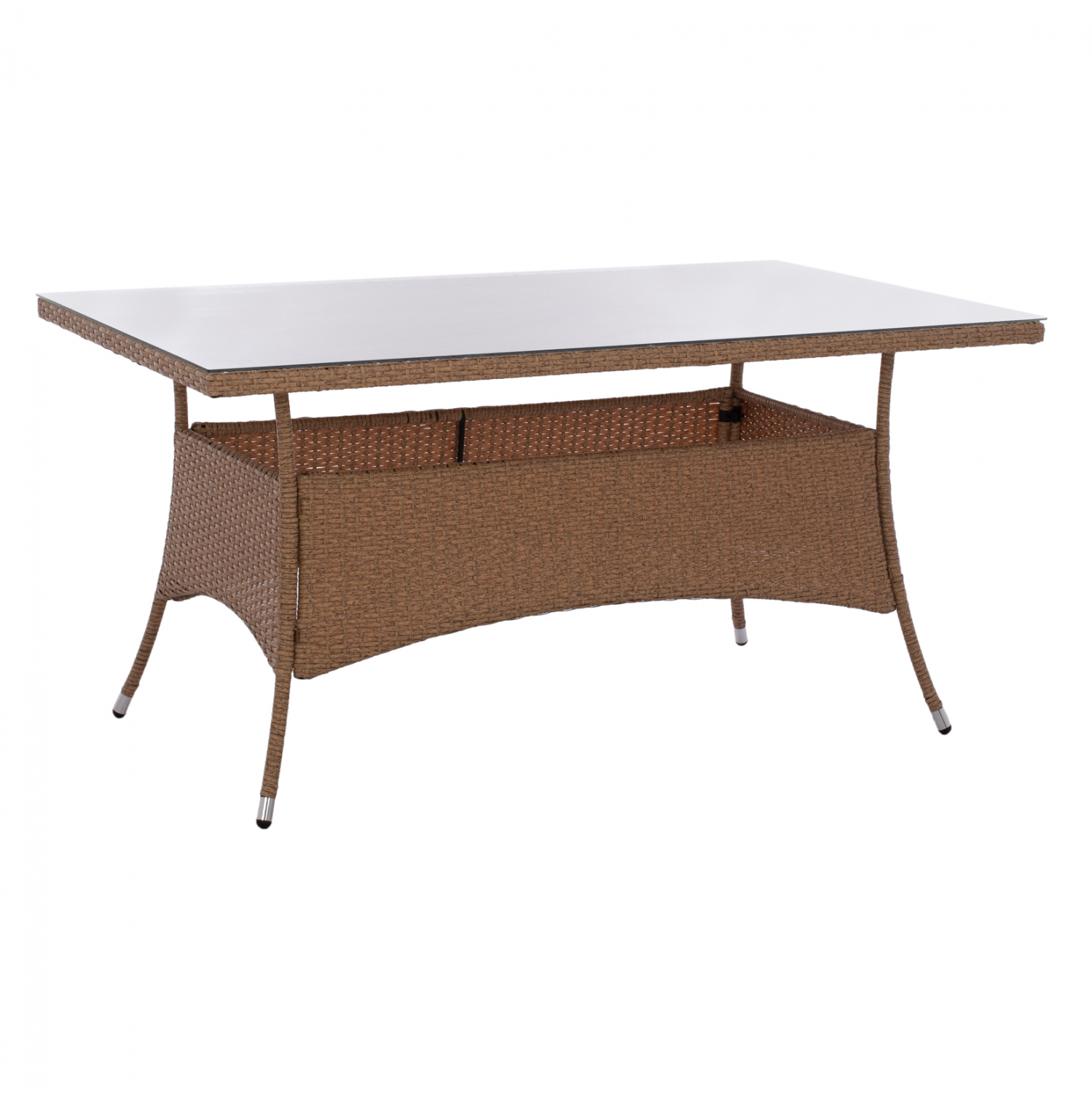 trapezi-metalliko-rattan-mpez-kafe-fb955-8 ΤΡΑΠΕΖΙ ΜΕΤΑΛΛΙΚΟ MINSK RATTAN ΜΠΕΖ ΚΑΦΕ HM5507.02 150x90x75 εκ. - Image 1