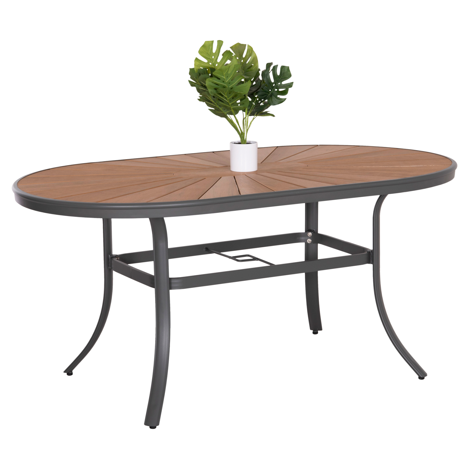 trapezi-obal-exchoroy-fb9628801-aloymini-8 ΤΡΑΠΕΖΙ ΟΒΑΛ ΕΞ.ΧΩΡΟΥ TELAMO HM6288.01 ΑΛΟΥΜΙΝΙΟ ΑΝΘΡΑΚΙ-POLYWOOD ΦΥΣΙΚΟ 160x90x73,5Υεκ - Image 1