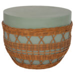 ΤΡΑΠΕΖΙ ΣΑΛΟΝΙΟΥ VILHENA HM18165 FIBER CEMENT ΠΡΑΣΙΝΟ-RATTAN ΦΥΣΙΚΟ Φ56x47Υεκ. - Image 7