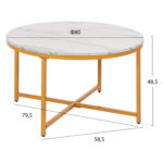 ΤΡΑΠΕΖΙ ΣΑΛΟΝΙΟΥ HM9420.01 WHITE MARBLE ΜΕΛΑΜΙΝΗ-ΧΡΥΣΗ ΜΕΤΑΛΛΙΚΗ ΒΑΣΗ Φ80x48,5Yεκ. - Image 2