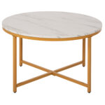 ΤΡΑΠΕΖΙ ΣΑΛΟΝΙΟΥ HM9420.01 WHITE MARBLE ΜΕΛΑΜΙΝΗ-ΧΡΥΣΗ ΜΕΤΑΛΛΙΚΗ ΒΑΣΗ Φ80x48,5Yεκ. - Image 3