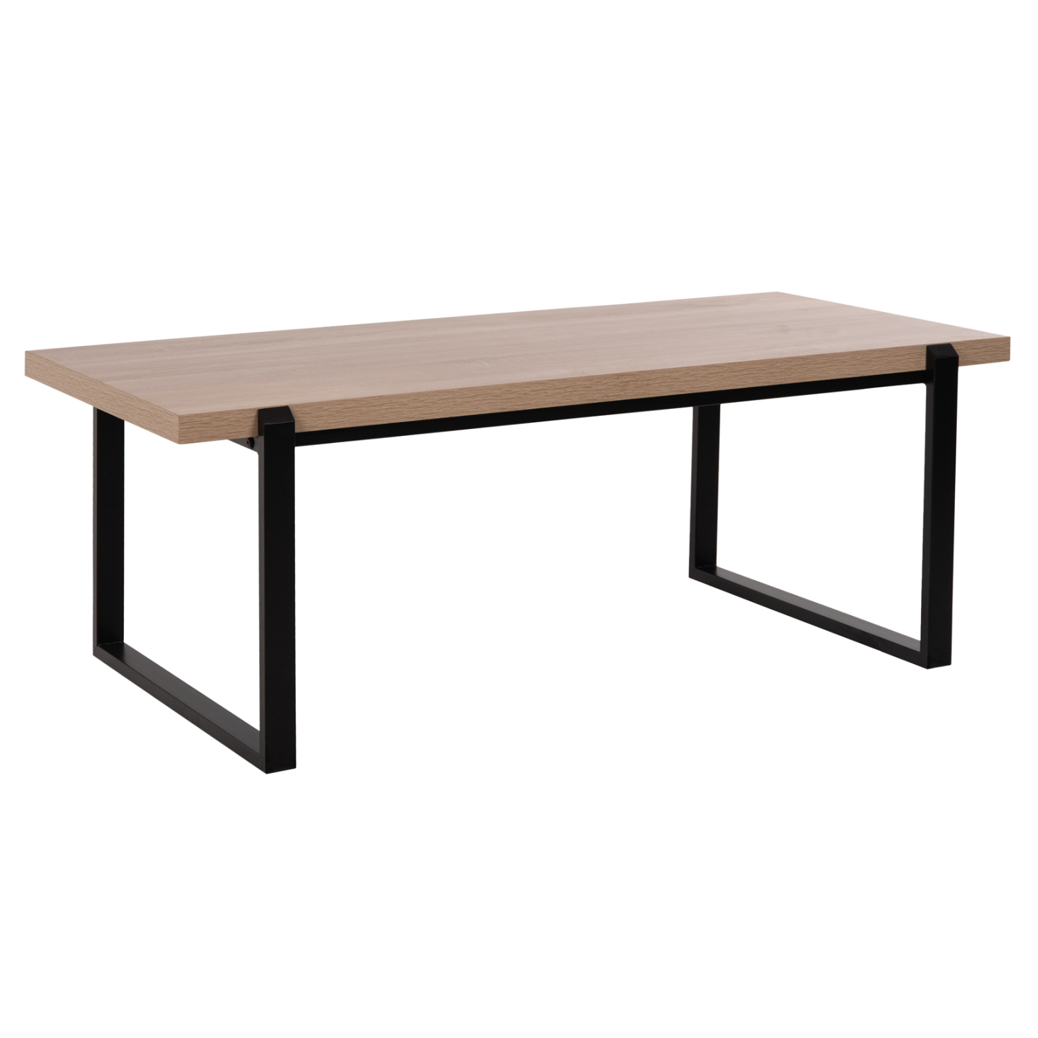 trapezi-salonioy-fb9958503-mdf-sonoma-ma-6 ΤΡΑΠΕΖΙ ΣΑΛΟΝΙΟΥ SHABEN HM9585.03 MDF SONOMA-ΜΑΥΡΗ ΜΕΤΑΛΛΙΚΗ ΒΑΣΗ 120x60X46Yεκ. - Image 1