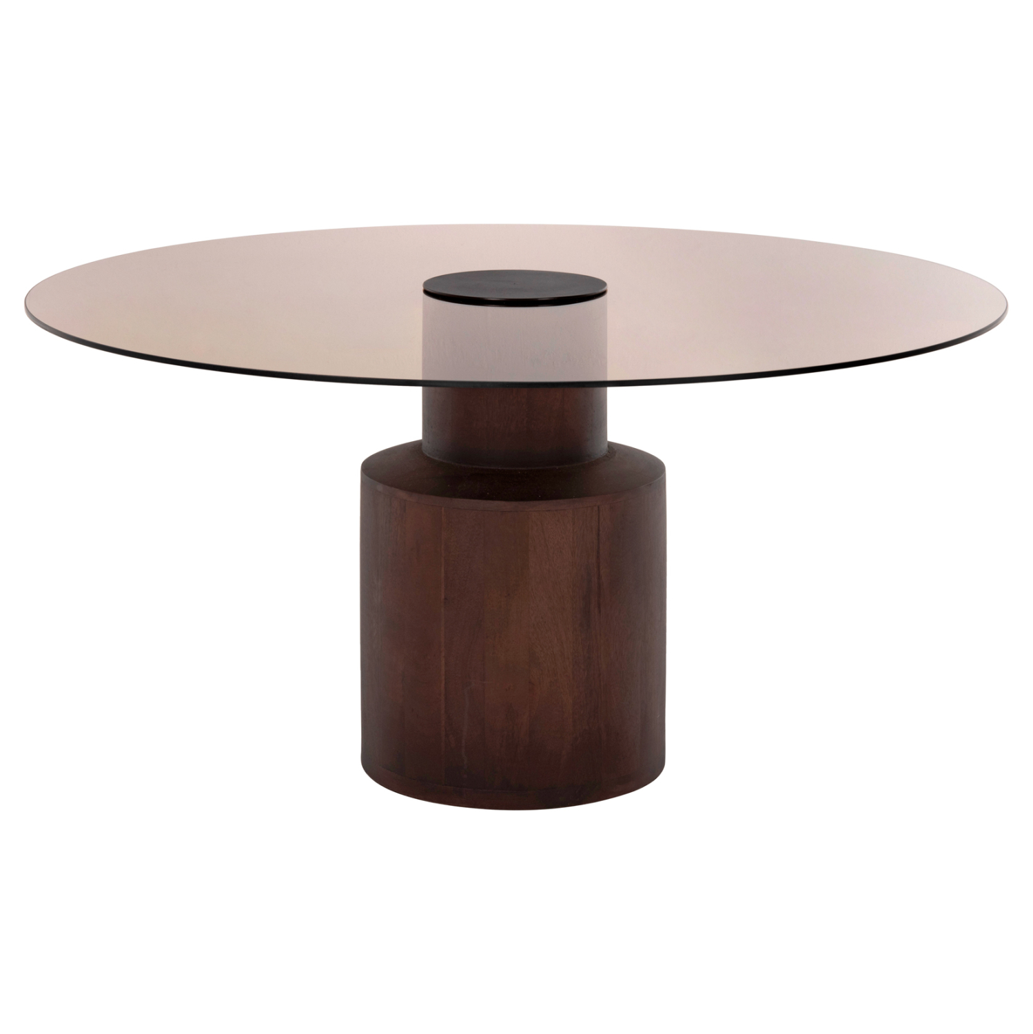 trapezi-salonioy-fb99670-xylo-mango-kafe-5 ΤΡΑΠΕΖΙ ΣΑΛΟΝΙΟΥ SUNNET HM9670 ΞΥΛΟ MANGO ΚΑΦΕ-ΓΥΑΛΙΝΟ TOP Φ80x41Y εκ. - Image 1
