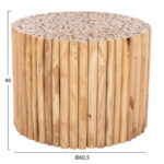 ΤΡΑΠΕΖΙ ΣΑΛΟΝΙΟΥ ΣΤΡΟΓΓΥΛΟ COOTER HM9864 ΚΛΑΔΙΑ TEAK-ΦΥΣΙΚΟ Φ60,5x46Υεκ. - Image 2