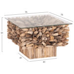 ΤΡΑΠΕΖΙ ΣΑΛΟΝΙΟΥ ΤΕΤΡΑΓΩΝΟ SPARROW HM9961 DRIFTWOOD--ΓΥΑΛΙ 75x75x51Υεκ. - Image 2