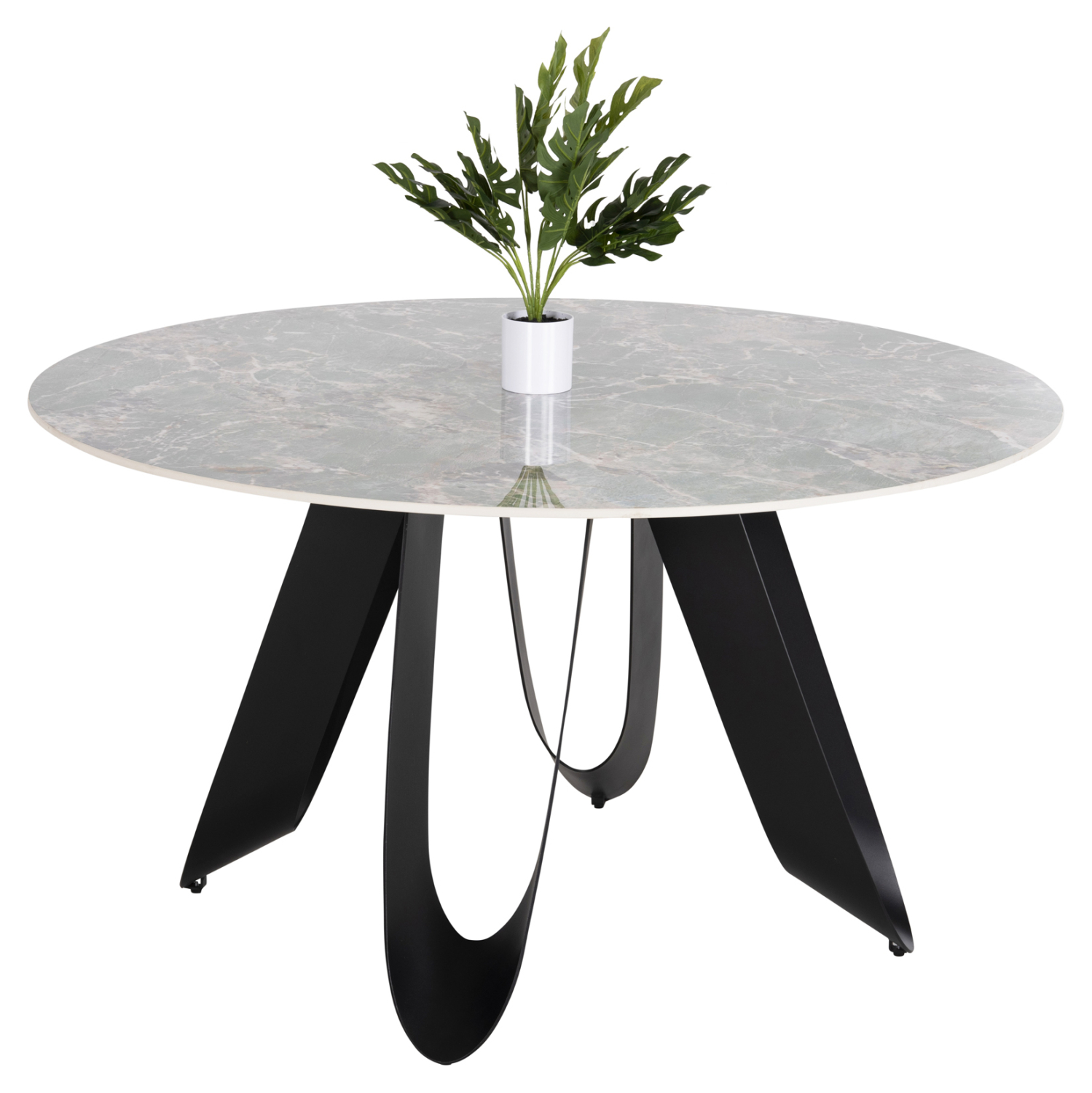 trapezi-stroggylo-fb9985203-gkri-marmaro-6 ΤΡΑΠΕΖΙ ΣΤΡΟΓΓΥΛΟ ZOD HM9852.03 ΠΡΑΣΙΝΟ ΜΑΡΜΑΡΟ ΚΕΡΑΜΙΚΟ TOP-ΜΑΥΡΑ ΜΕΤΑΛ.ΠΟΔΙΑ Φ135x74Υεκ - Image 1