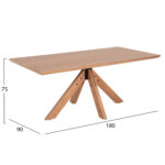ΤΡΑΠΕΖΙ PAOLO HM9853 MDF ΜΕ ΚΑΠΛΑΜΑ ΦΡΑΞΙΝΟΥ-ΠΟΔΙΑ RUBBERWOOD-ΦΥΣΙΚΟ 180x90x75Yεκ - Image 2