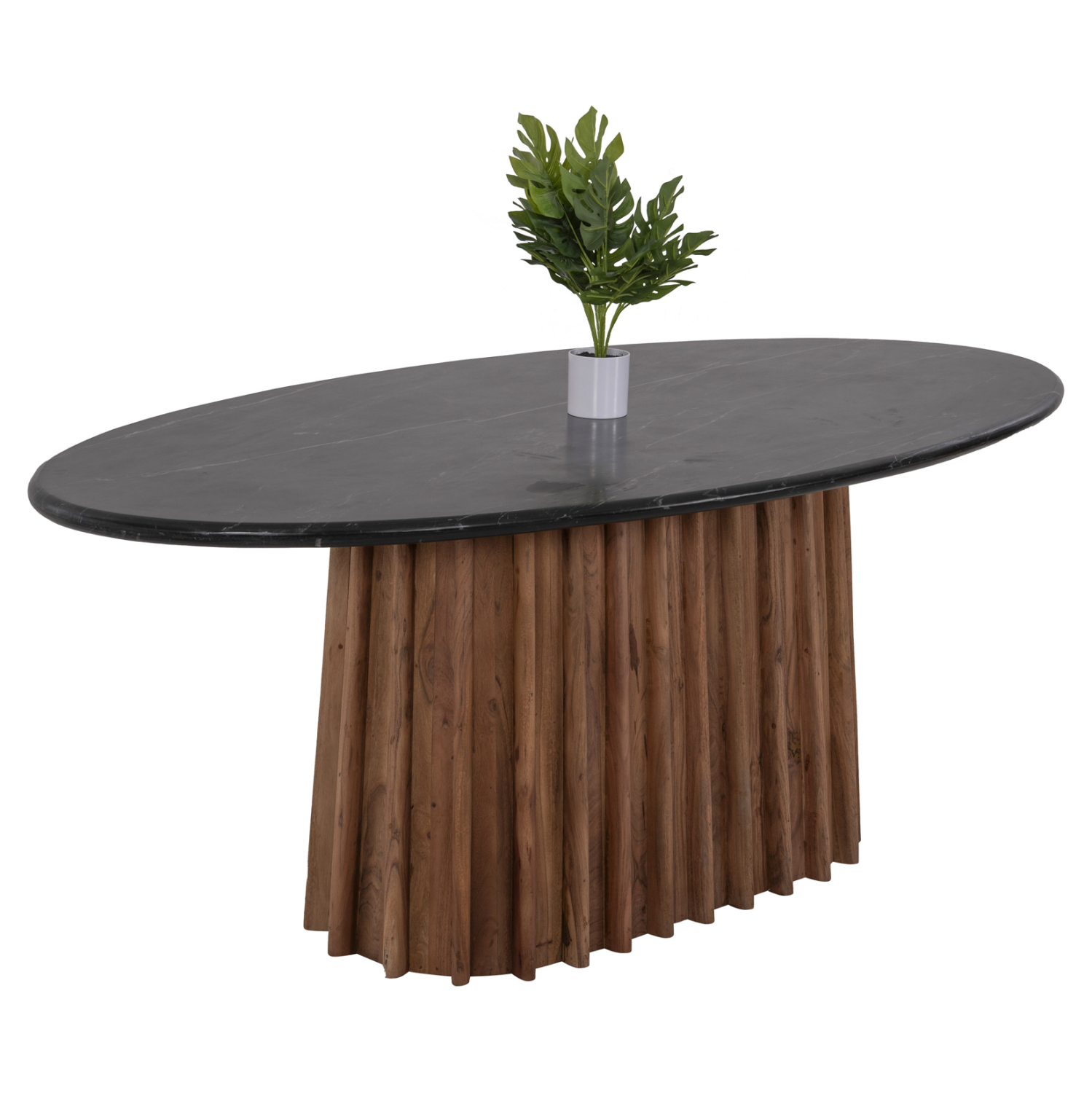 trapezi-trapezarias-obal-fb99689-masif-a ΤΡΑΠΕΖΙ ΤΡΑΠΕΖΑΡΙΑΣ ΟΒΑΛ DRAXX HM9689 ΜΑΣΙΦ ΑΚΑΚΙΑ-ΜΑΥΡΟ ΜΑΡΜΑΡΟ 200x100x76Υεκ. - Image 1