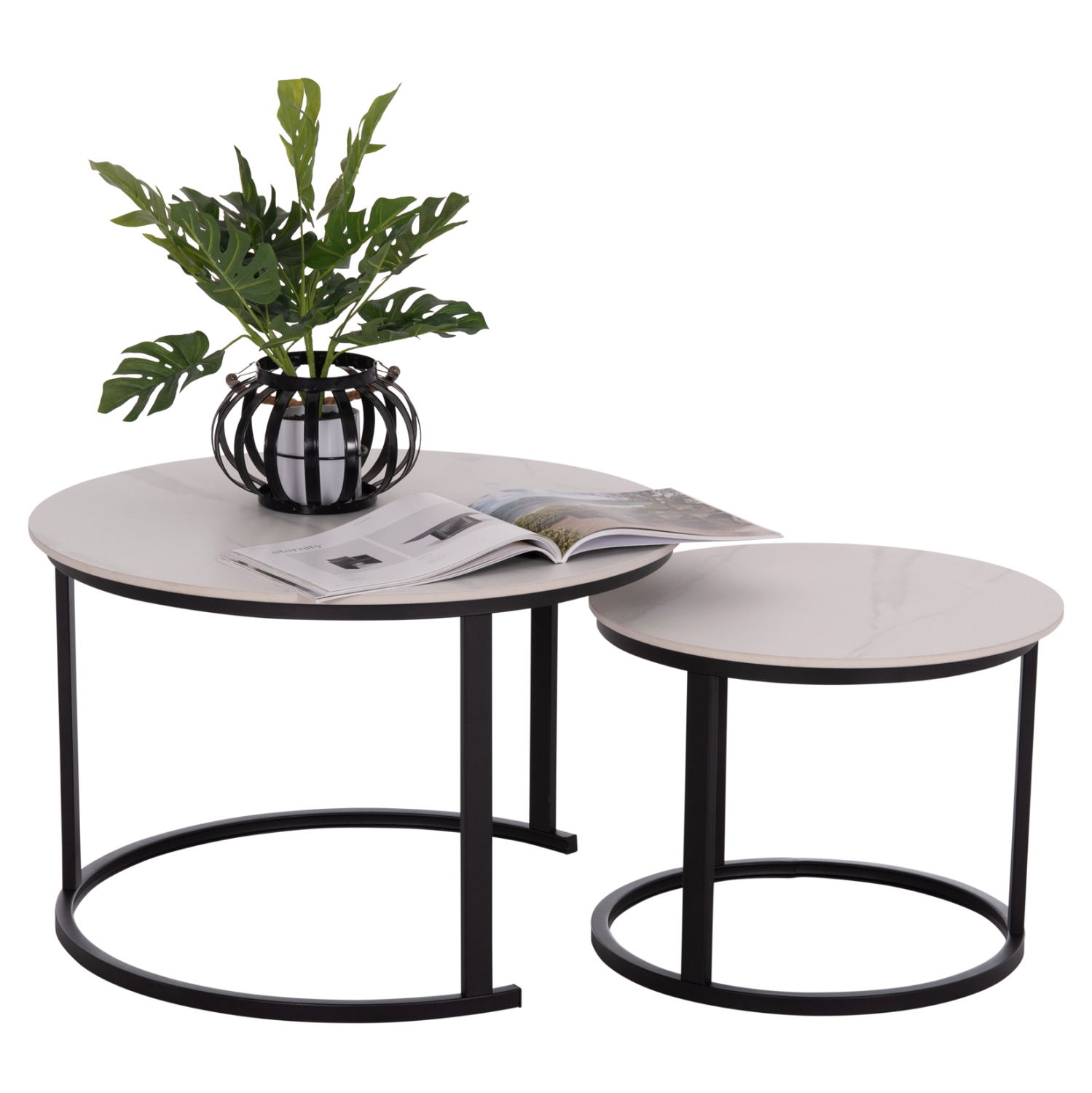 trapezia-salonioy-set-2tmch-fb91814001-k-7 ΤΡΑΠΕΖΙA ΣΑΛΟΝΙΟΥ ΣΕΤ 2ΤΜΧ TALOS ΚΕΡΑΜΙΚΟ TOP ΜΕ ΟΨΗ ΛΕΥΚΟΥ ΜΑΡΜΑΡΟΥ HM18140.01 Φ70+Φ50 - Image 1